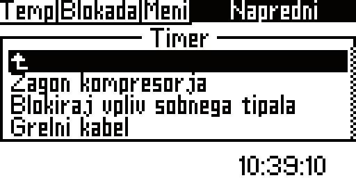 7.4 Timer (časovni programi) 6 720 804 940-28.1I Sl. 18 Regulator ima nekaj časovnih programov. Status časovnih programov se izpiše v meniju Timer. V meniju se prikažejo samo aktivirane funkcije.