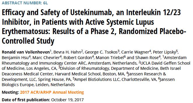 Παθογενετικός ρόλος του IL-23/Τh17 άξονα Μελέτη φάσης ΙΙ 102 ασθενείς με ενεργό ΣΕΛ παρά τη συμβατική