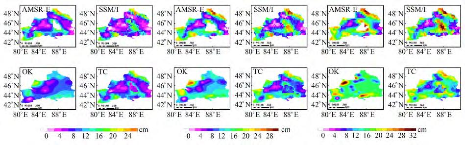 472 2015 4 1 Fig.1 Merged MapofTCfrom DiferentSnow DepthProducts 3.3 2(a)~2(c) 43 AM- 0.307( 3(a)) 0.568( 3 SR-E SSM/I TC (b)) 0.428( 3(c)), AMSR-E SSM/I AMSR-E 0.307(001) 0.424(015) 0.