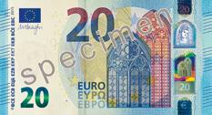 ασημί χρώματος. Όταν παρατηρείτε το τραπεζογραμμάτιο υπό γωνία, μπορείτε να δείτε μικρά σύμβολα του ευρώ ( ) να κινούνται γύρω από τον αριθμό.