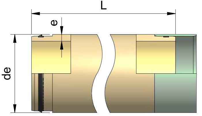 Potrubia na pretláčanie de 2250-3600 A05 NETLAKOVÉ POTRUBIE GRP potrubie na pretláčanie s priebežnou (zapustenou) spojkou (GRP alebo ušľachtilá oceľ), vrátane prípustných tlačných síl.