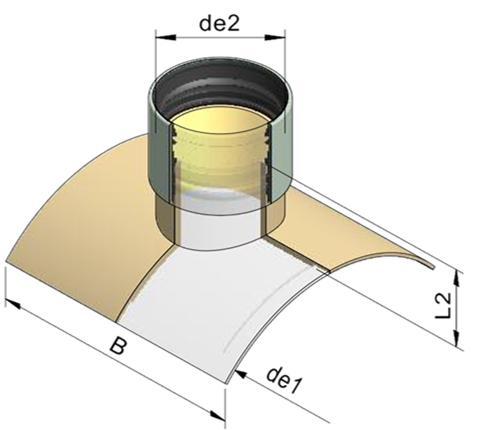 Hlavné potrubia Prípojka de2 B (min) L2 (min) de1 DN 1 DN 2 GRP VC* (kamenina) PVC 300 324 150 168 186 160 370 200 350 376 150 168 186 160 370 200 400 401 150 168 186 160 370 200 200 220 200 420 200