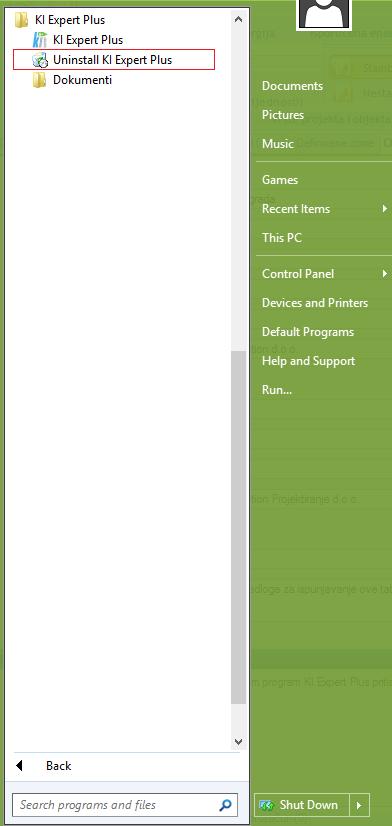 20.4. Uklanjanje (deinstalacija) programa Za uklanjanje raĉunalnog programa KI Expert Plus, koristite standardnu metodu uklanjanja instaliranih programa sa Windows operacijskih sustava.