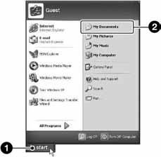 Korak 4: Pregled slika na ra unalu U ovom poglavlju je opisan postupak pregleda slika u direktoriju "My Documents". 1 Kliknite na [Start] t [My Documents].