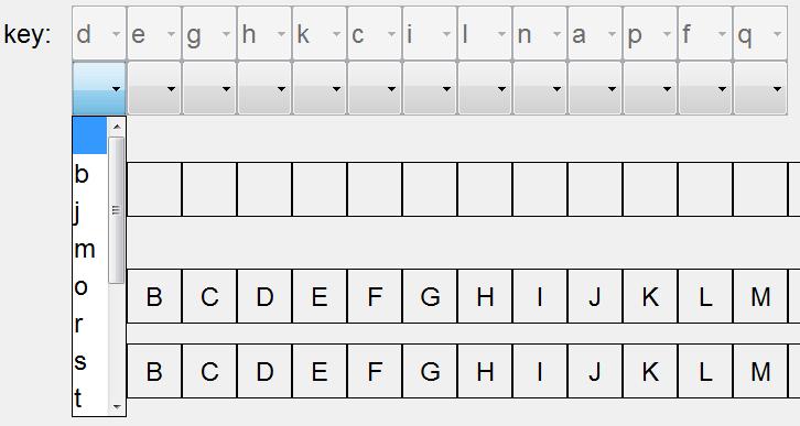 Код Playfair и Vigenere алгоритама кључна реч на основу које се формира кључ се уноси у виду текста који се састоји од принтабилних ASCII карактера (слика 4.