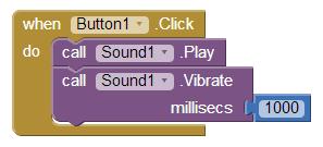 Εικόνα 54: Επιλογή του event click για το Button1 Μέσα στο event Button1_Click θα τοποθετήσουμε την έναρξη του ήχου και τη δόνηση του κινητού.