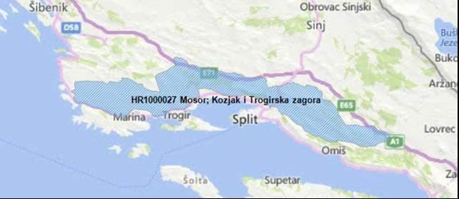 Mosor, Kozjak i Trogirska zagora (HR1000027) Područje nastalo alpskom orogenezom koje je karakteristično po raznim speleološkim objektima, krškim i geološkim sastavnicama kao što su rudistni
