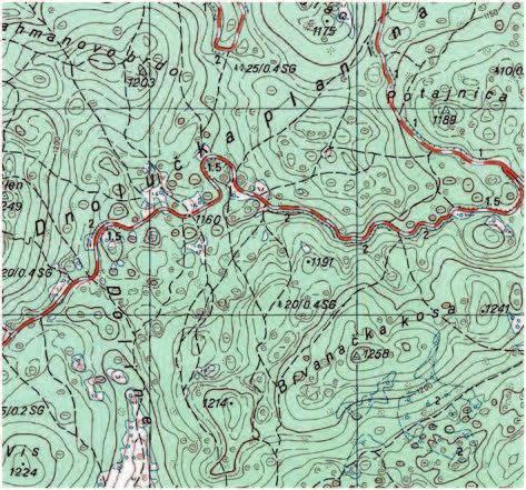 Карта 1. Положај састојине Map 1. Stand position Шема 1. Огледна површина за мјерење режима свјетлости и карактеристика подмлатка Scheme 1.