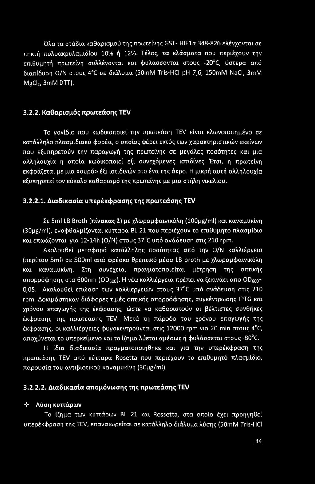 C, ύστερα από διαπίδυση Ο/Ν στους 4 C σε διάλυμα (50mM Tris-HCl ph 7,6, 150mM NaCl, 3mM MgCI2,