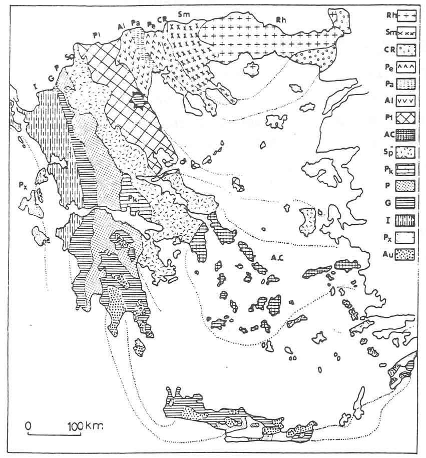 27 Εικόνα 18. Γεωλογικός χάρτης των γεωτεκτονικών ενοτήτων του Ελλαδικού χώρου.