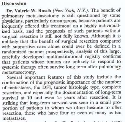 Pastorino U, Buyse M, Friedel G, Ginsberg RJ, Girard P, Goldstraw P, Johnston M, McCormack P, Pass H, Putnam JB Jr; International Registry of