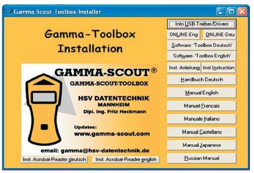 Sistemske zahteve Pogoj za uporabo programske opreme GAMMA-SCOUT TOOLBOX je računalnik z USBvmesnikom in operacijskim sistemom MS Windows.