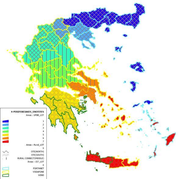 Στο χάρτη (σχ.3) που ακολουθεί αποτυπώνεται επίσης η ανωτέρω τμηματοποίηση σε 7 lots.