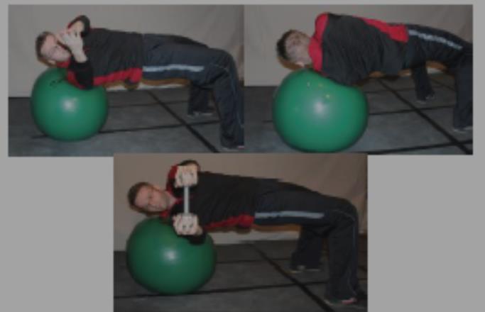 , 2013) Στροφικές ασκήσεις σταθεροποίησης με μπάλα (Russian twists): το άτομο βρίσκεται σε ύπτια θέση με τα γόνατα λυγισμένα και τους ώμους του να σταθεροποιούνται στη μπάλα.