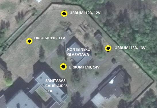 Lapa : 4 (16) 2.zīm. Pazemes ūdens kontrolaku izvietojums 1. Pazemes ūdens radioaktivitātes mērījumu rezultāti. 1. tabula. Urbums Nr./ koordinātas 1 Z 56.52.237