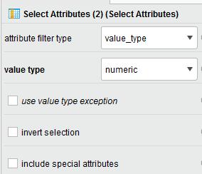 Στην συνέχεια, προσθέτουμε τον ίδιο operator (Select Attributes) και ορίζουμε ως παράμετρο value_type=numeric για να μας