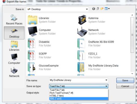 EndNote File Export ως αρχείο *.
