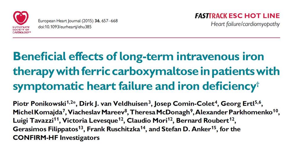 Οι μελέτες FAIR-HF και CONFIRM-HF σε ασθενείς με ΚΑ Anker SD, et al.