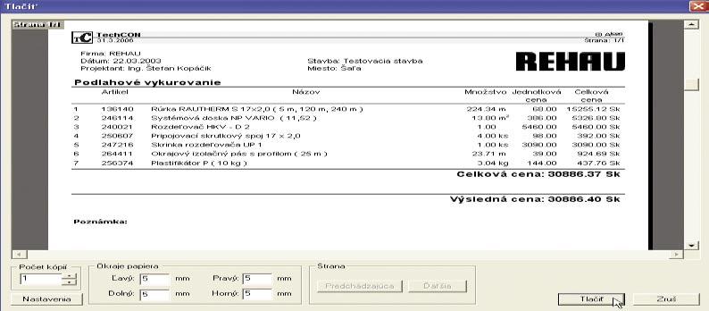 15-67 Technická špecifikácia podlahového vykurovania 4.