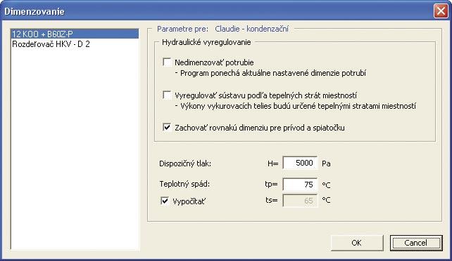 Kapitola 3-Ústredné vykurovanie 2. Zobrazí sa dialógové okno, v ktorom vyberte príslušný zdroj tepla, od ktorého chcete dimenzovať, v našom prípade kotol 12KOO + B60 Z-P a potvrďte tlačítkom OK. (Obr.