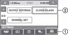 CLOCK/LLANG (Opcije za podešavanje sata i jezika) GENERAL SET (Ostale opcije za podešavanje) Dodirnite 1 i zatim 2. Ako opcija nije na zaslonu, dodirnite v/v za promjenu stranice.