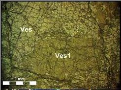 ορυκτολογική παραγένεση του πετρώματος ( Βεζουβιανός + Ορθοπυρόξενος