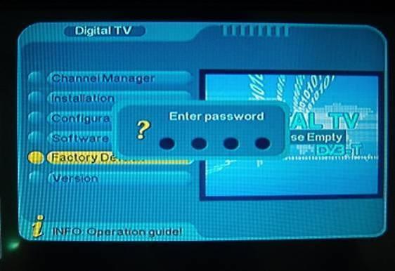 Enter password - vložte heslo, sa zobrazí na displeji a vložte prosím heslo 0000