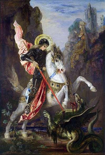 To\ au)to\ qe/ma a)podedome/non dia\ xrwsth=roj Gustave Moreau (1826-1898), e)/nqa decio/qen tou= a(gi/ou o(rw=men au)=qij neara/n tina de/spoinan, e)zwgrafhme/nhn prooptikw=j, e)pi/ tinoj