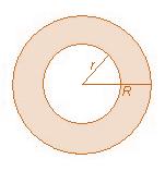 Calcule a área da coroa circular da figura, sabendo que o raio maior mide 4 cm e o raio menor,83 cm. A ccccc cccc.