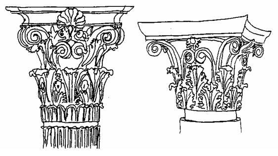 42. Να σχεδιαστούν στο διπλάσιο τα παρακάτω κιονόκρανα αρχαιοελληνικής τέχνης. 43.