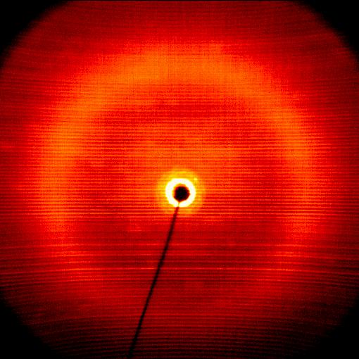 I / a.u. I/a.u. I/a.u. Electronic Supplementary Material (ESI) for Soft Matter (a) wide angle pattern; (b) small angle pattern and (c) θ-scan, the diffuse scattering in the wide angle region.