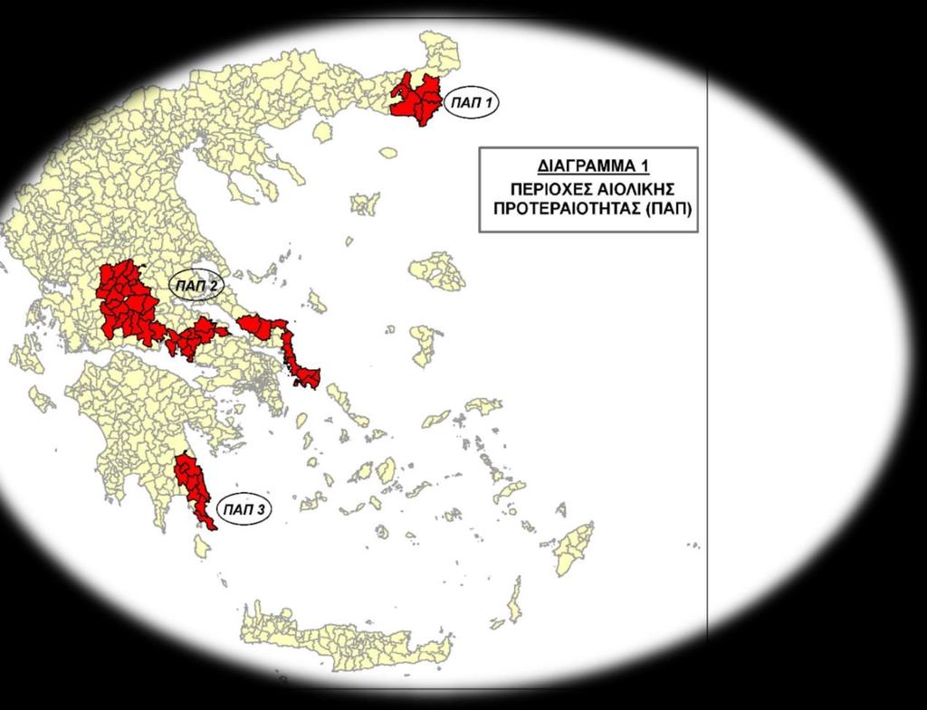 Νομοθετικό πλαίσιο για την χωροθέτηση & αδειοδότηση των ΑΠΕ Τυπική ανεμογεννήτρια Διάμετρος Ρότορα (m) 85 Ύψος πύργου (m) 80 Ισχύς (MW) 2 Ταχύτητα λειτουργίας (m/s) 12 Εύρος λειτουργείας (m/s) [3-22]