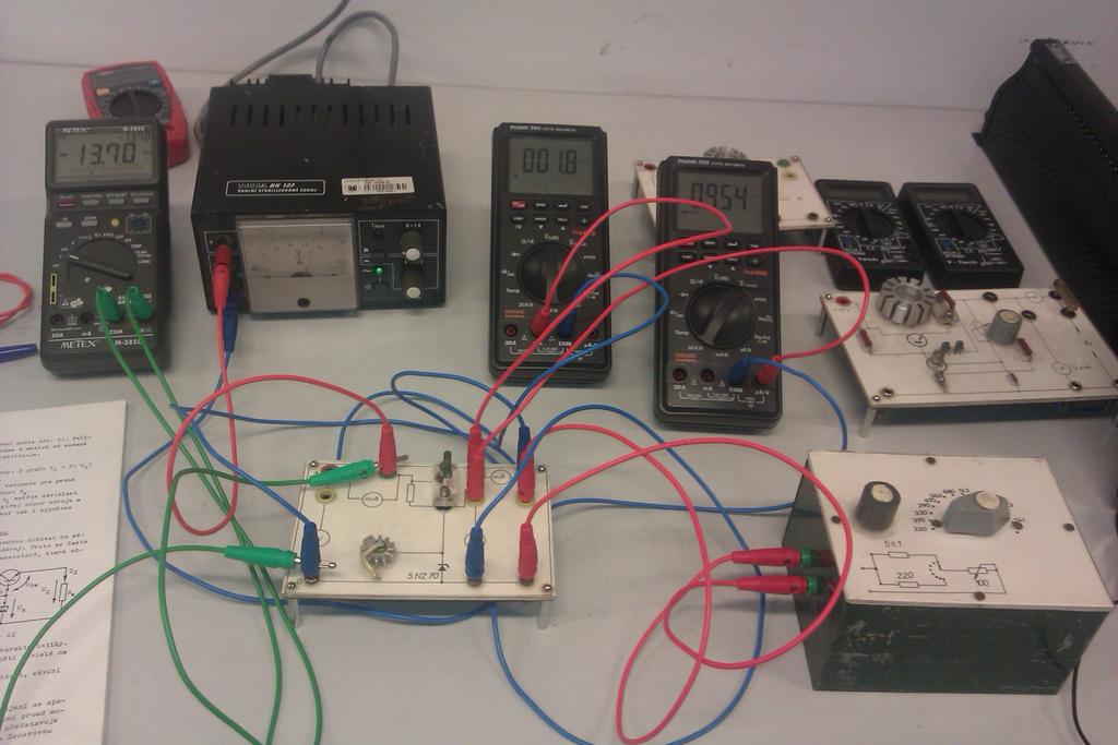 Vypracovanie I. Pri prvých meraniach budeme používat zapojenie, ktoré môžeme vidiet na obrázku 6. Obrázek 6: Zapojenie Zenerovej diódy. 1.