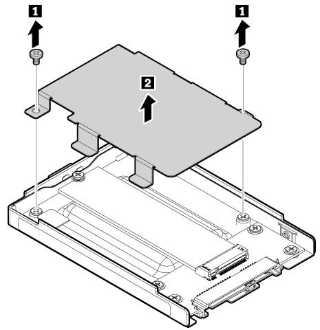 8. Αφαιρέστε τη βίδα που ασφαλίζει τη μονάδα SSD M.2. Η μονάδα ελευθερώνεται από τη θέση ασφάλισης και ανασηκώνεται. 9. Αφαιρέστε τη μονάδα SSD M.