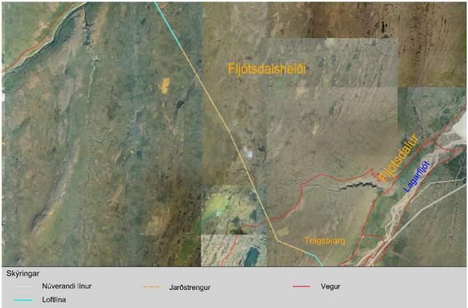 7 JARÐSTRENGSKOSTUR E4 - JARÐSTRENGUR Á FLJÓTSDALSHEIÐI Sá kafli sem hér verður fjallað um varðandi möguleika á að leggja jarðstreng er Fljótsdalsheiði.