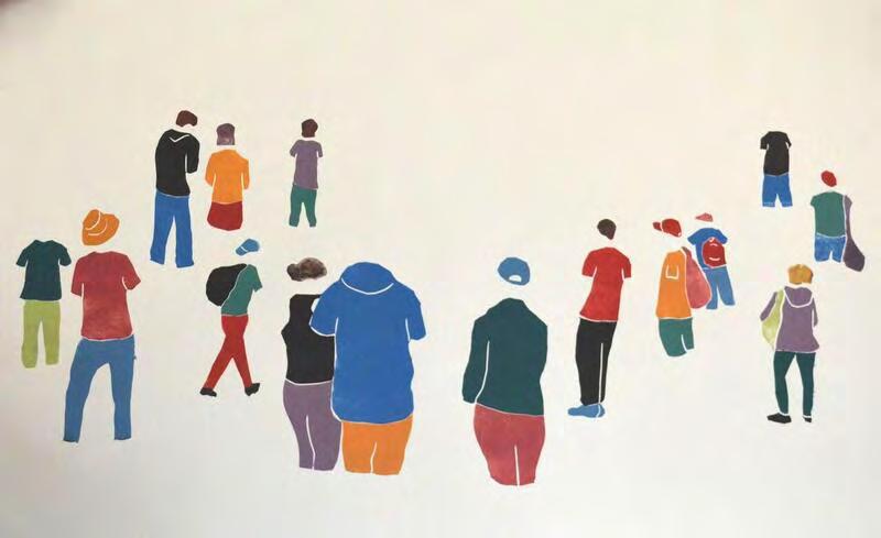 Αγγελίνα Τσουμάνη, Crowding, 2018, λινόλεουμ, aquatinta, 50 x 70 εκ.