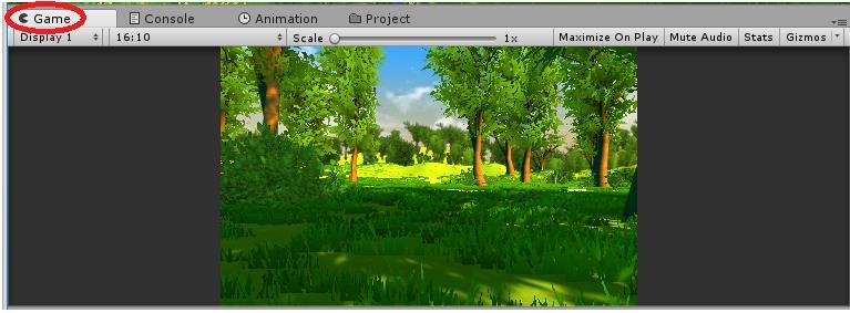 4.1.5 Παράθυρο 5: Game View Σε αντίθεση με το Scene View, το παράθυρο Game View πρακτικά δείχνει αυτό που θα φαίνεται και μέσα στο παιχνίδι.