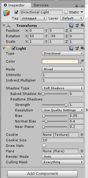 Βλέπουμε εδώ ότι το Light έχει Properties τα οποία μπορούμε να πειράξουμε, όπως το Type που επηρεάζει το είδος του φωτός που θα έχουμε στο Scene, το Color, που είναι το χρώμα του φωτός, Intensity που