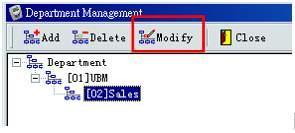 Για επεξεργασία τμήματος όταν είστε το μενού Department Managment επιλέξτε Modify και κατόπιν επεξεργαστείτε το περιεχόμενο.