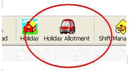 Για εμφάνιση του μενού Κατανομής αργιών Holiday Allotment, επιλέξτε το εικονίδιο Holiday Allotment.