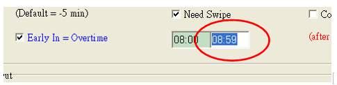 Late Out = Υπερωρία Υπολογίζει το χρόνο μετά τη λήξη του ωραρίου ως υπερωρία Out Time Ωράριο Υπερωρίας OT Shift Καθορίζει αν το ωράριο θα είναι υπερωριακό ή όχι.