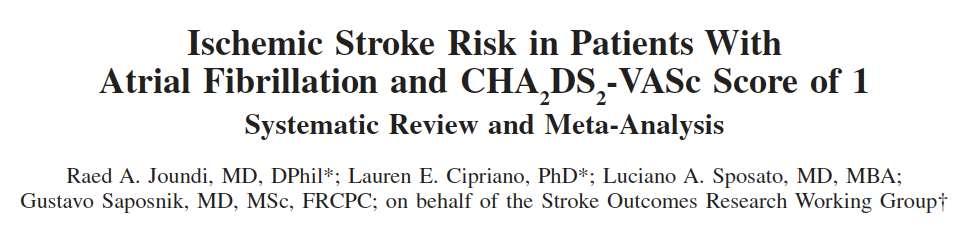 Stroke 2016;47:1364-136. the summary ischemic stroke risk of 1.61% was above the threshold indicated in Eckman et al of 0.9% for NOAC but under the threshold of 1.