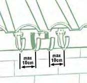 In order to install the gutter, first insert the internal edge of the profile accordingly A, adjust the gutter end to match the indicating line in the fitting B, thus providing