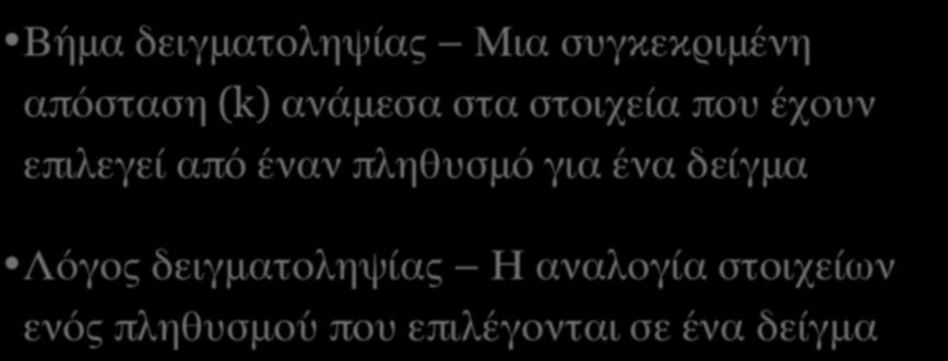 ΤYΠΟΙ ΔΕΙΓΜΑΤΟΛΗΠΤΙΚΩΝ ΣΧΕΔΙΩΝ (ΙV) Βήμα δειγματοληψίας Μια συγκεκριμένη απόσταση (k) ανάμεσα στα στοιχεία που έχουν