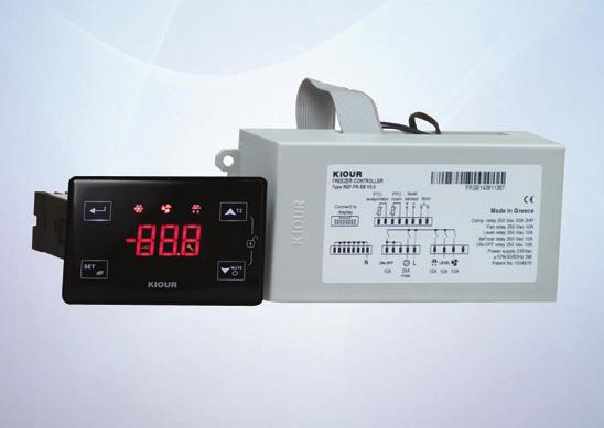 1 o C PTC αισθητήρια θερμοκρασίας Λειτουργία αυτόματης και χειροκίνητης απόψυξης Ψηφιακή είσοδος πόρτας Ψηφιακή είσοδος για ηλεκτρόδιο στάθμης νερού Ρελέ συμπιεστή 250VAC 30A 2ΗΡ Ρελέ ανεμιστήρα,