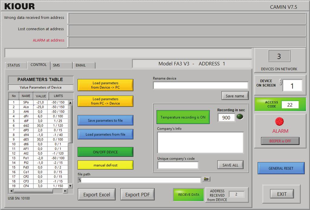14 CAMIN Software για καταγραφή, παρακολούθηση και προγραμματισμό του δικτύου μέσω υπολογιστή Κατάλληλο για εφαρμογές HACCP Συνδέεται με