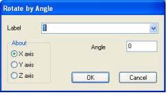 Slika 28 Izbornik naredbe Rotacija za kut Label označava oznaku novonastalog koordinatnog sustava, pod Angle se upisuje