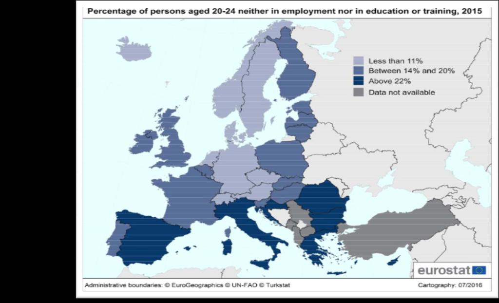 Percentage of persons aged 20-24 neither in