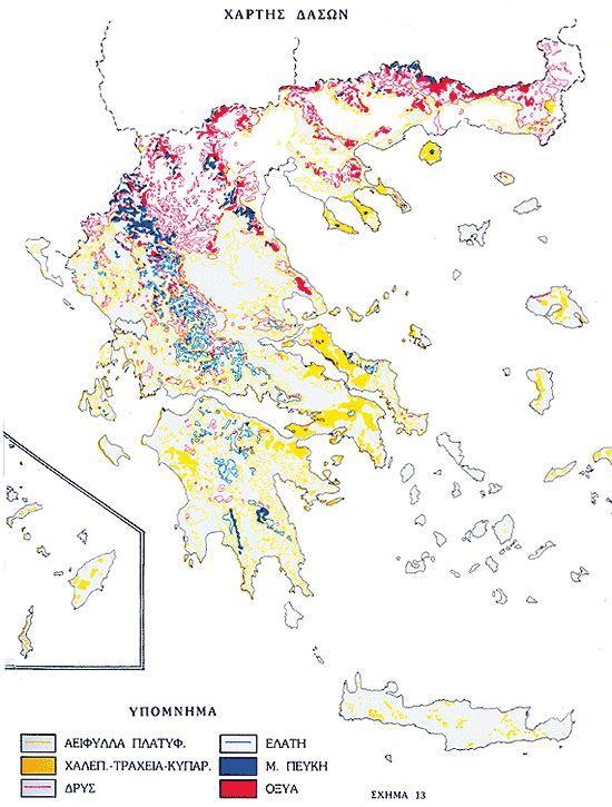 103 Εικόνα 26: Χάρτης δασών της Ελλάδας