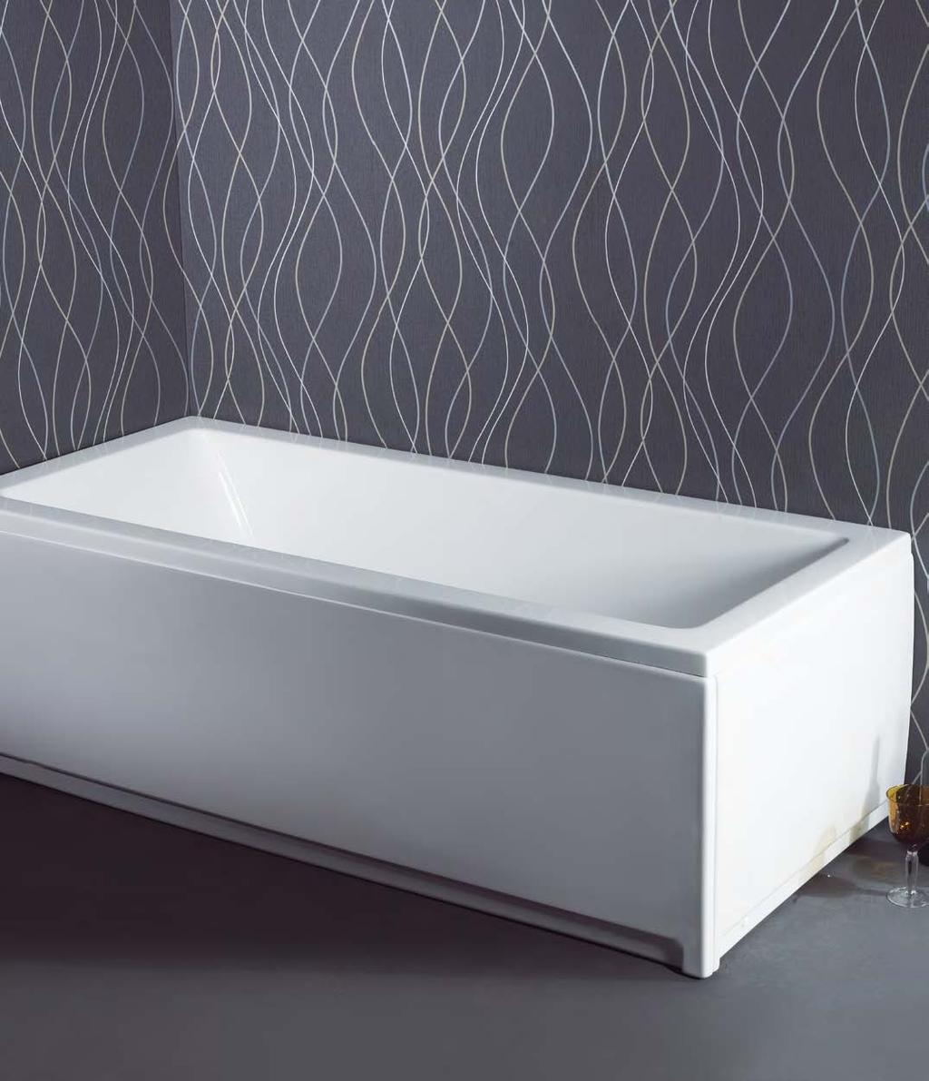 QUADRA Ευθύγραμμη ακρυλική μπανιέρα με εμπρόσθια και πλαϊνή μετώπη, σε 3 μεγέθη Rectilinear acrylic bathtub with front and side